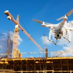 Drone over construction site.