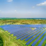 Solar Panels In Aerial View.